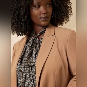 Notched Button Front Peak Lapel Blazer - Camel Tan Brown - Forever 21